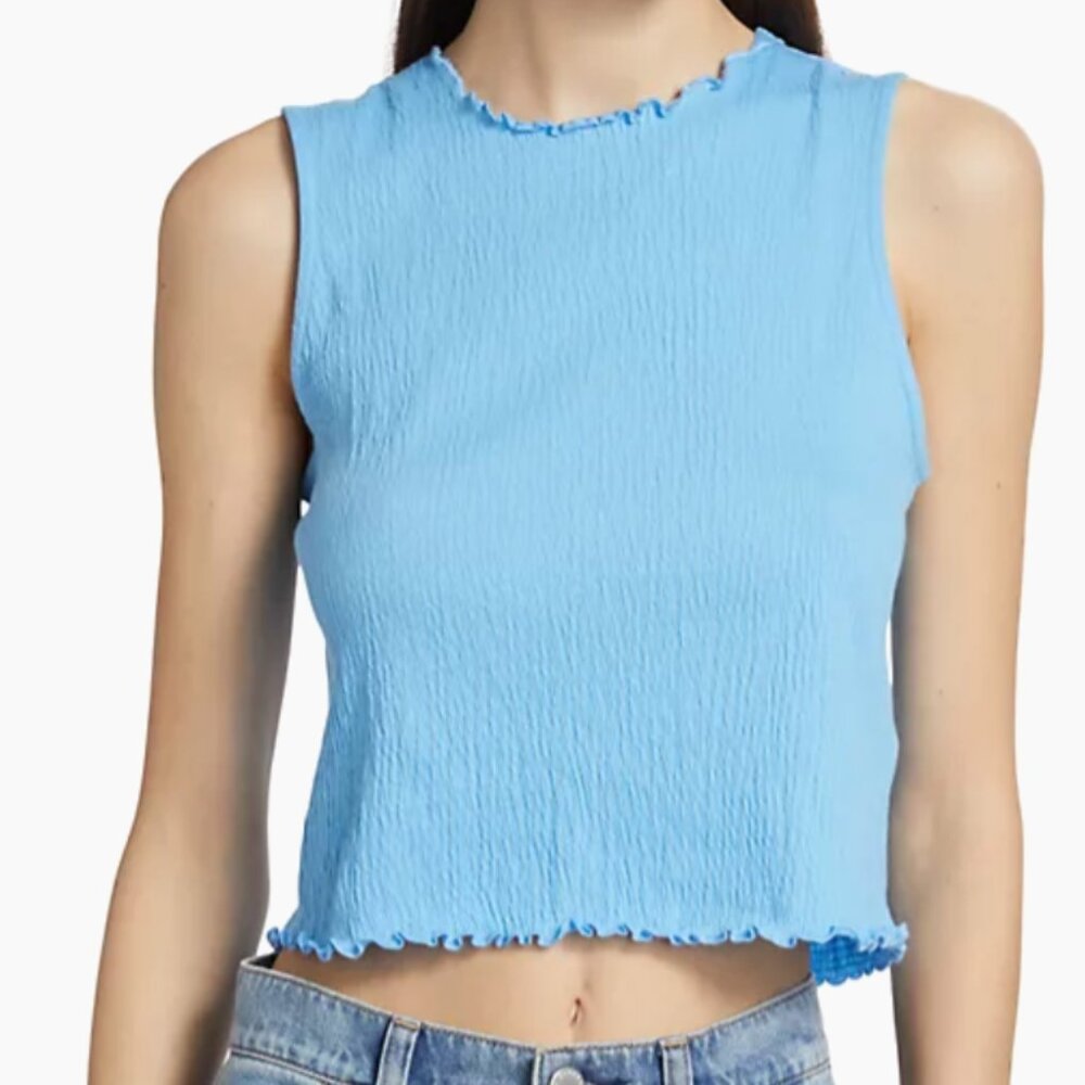 Re/done  Crinkle Crewneck Crop Tank